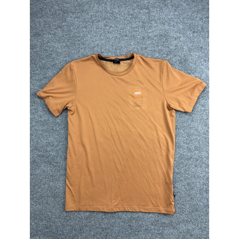 Picture Organic Clothing Shirt Mens Small Brown Recycled Blend Logo Tee Crewneck